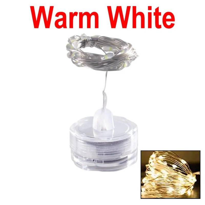 LED-Lichterkette, Unterwasserlampe, 1 m, 2 m, LED-Knopfbatteriehalter, Kerze, Kupferdraht, Lichterkette, pflaumenförmig, wasserdicht 2M 20LED warm weiße von Joom DACH