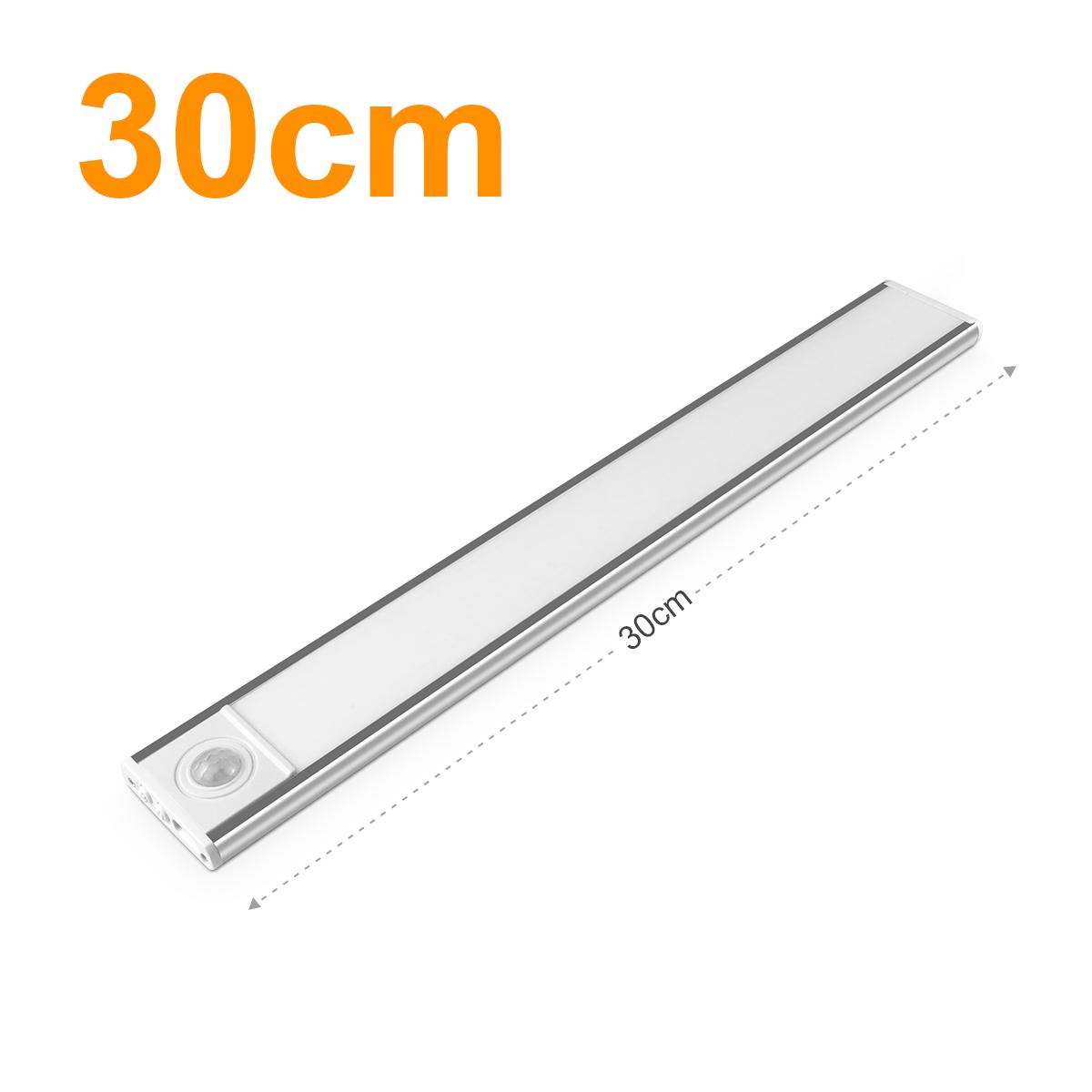 LED-Nachtlicht mit Bewegungssensor, wiederaufladbar über USB, 30/50 cm, 3-farbig, Erkennung von Körperbewegungen, magnetische Halterung für Kleiderschrank, Küche 30CM von Joom DACH