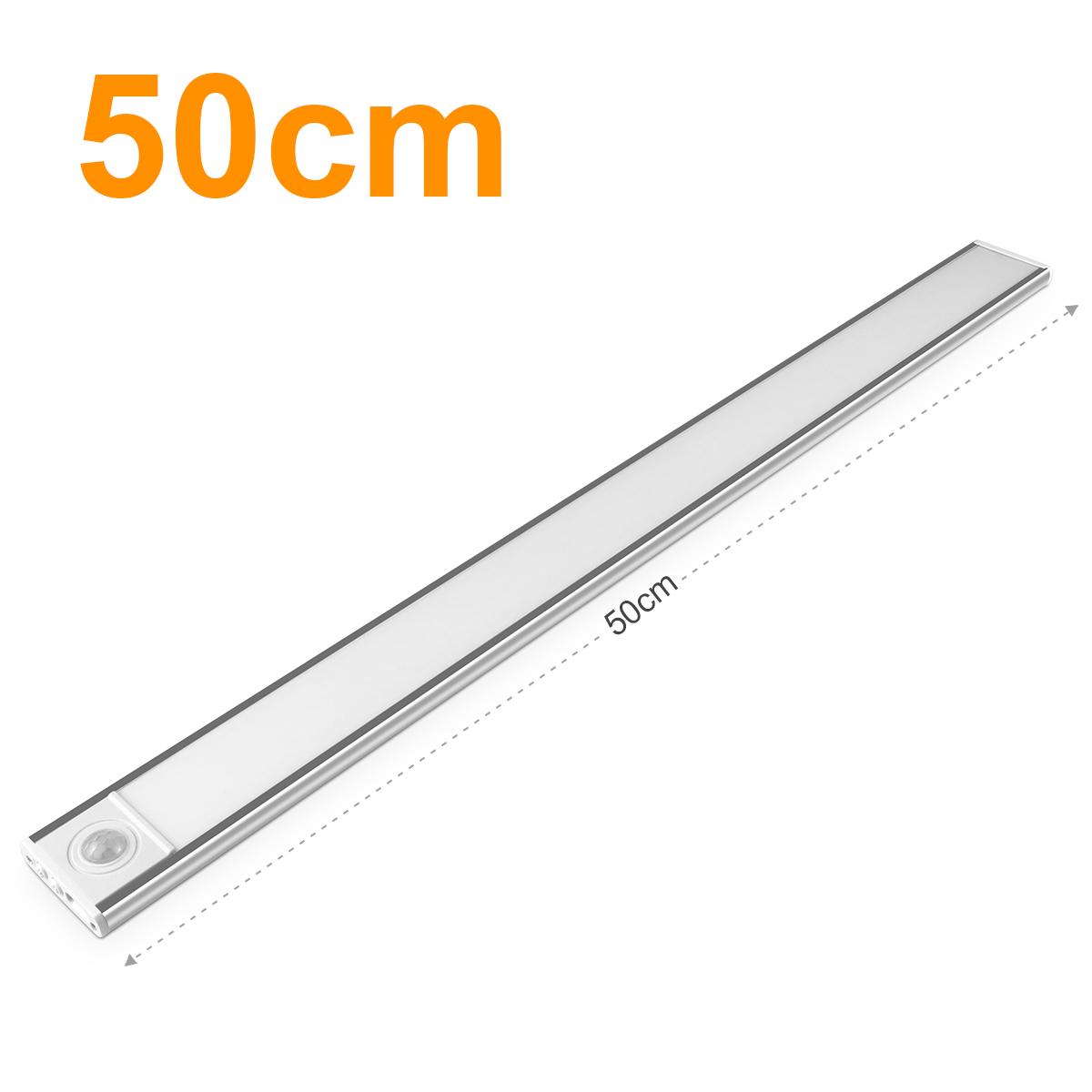 LED-Nachtlicht mit Bewegungssensor, wiederaufladbar über USB, 30/50 cm, 3-farbig, Erkennung von Körperbewegungen, magnetische Halterung für Kleiderschrank, Küche 50CM von Joom DACH