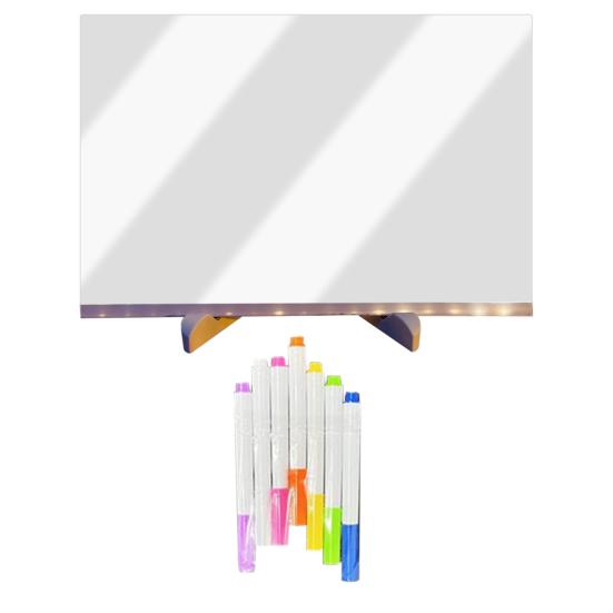 LED-Notiztafel mit Ständer, Farbstiften, klares Acryl, trocken abwischbare Tafel, löschbare Leuchttafel, LED-Buchstaben-Nachrichtentafel für Kinder 20x30cm von Joom DACH