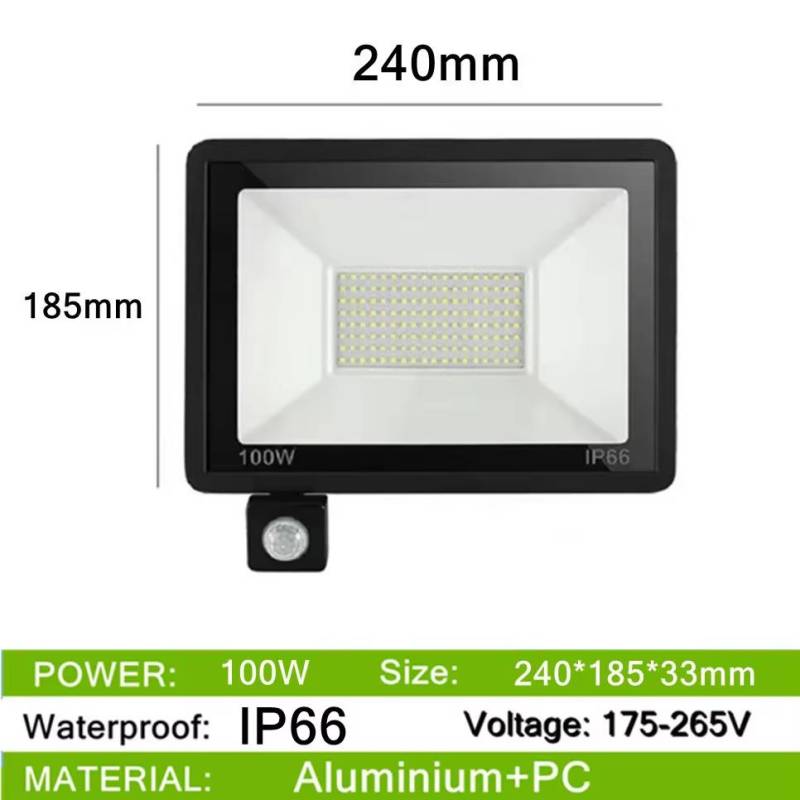 LED PIR Bewegungssensor IP66 Wasserdicht AC175V-265V LED Flutlichter 200W 150W 100W LED Hängeleuchte Außen Außenwandleuchte Scheinwerfer 100W von Joom DACH
