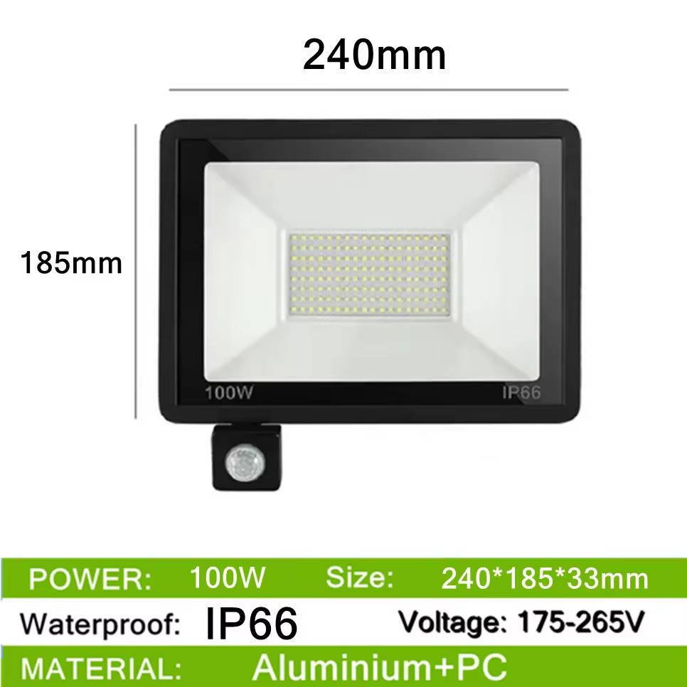 LED PIR Bewegungssensor IP66 Wasserdicht AC175V-265V LED Flutlichter 200W 150W 100W LED Hängeleuchte Außen Außenwandleuchte Scheinwerfer 100W weiß von Joom DACH