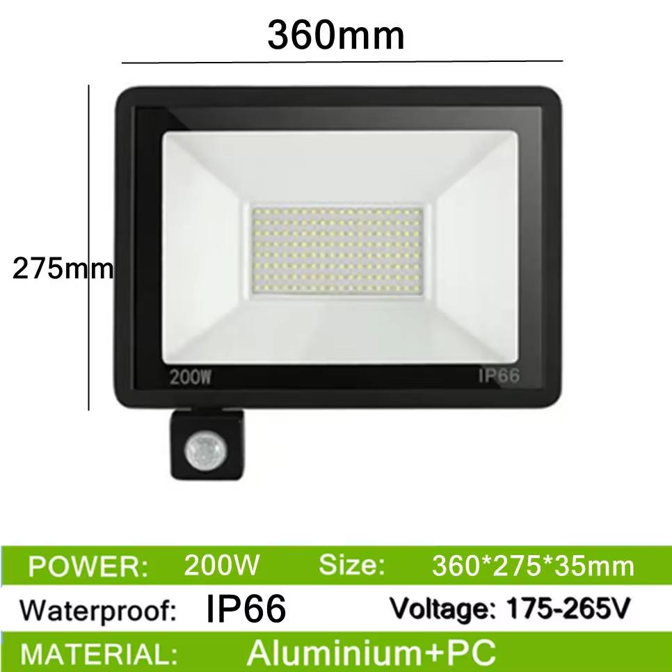 LED PIR Bewegungssensor IP66 Wasserdicht AC175V-265V LED Flutlichter 200W 150W 100W LED Hängeleuchte Außen Außenwandleuchte Scheinwerfer 200W warm weiße von Joom DACH