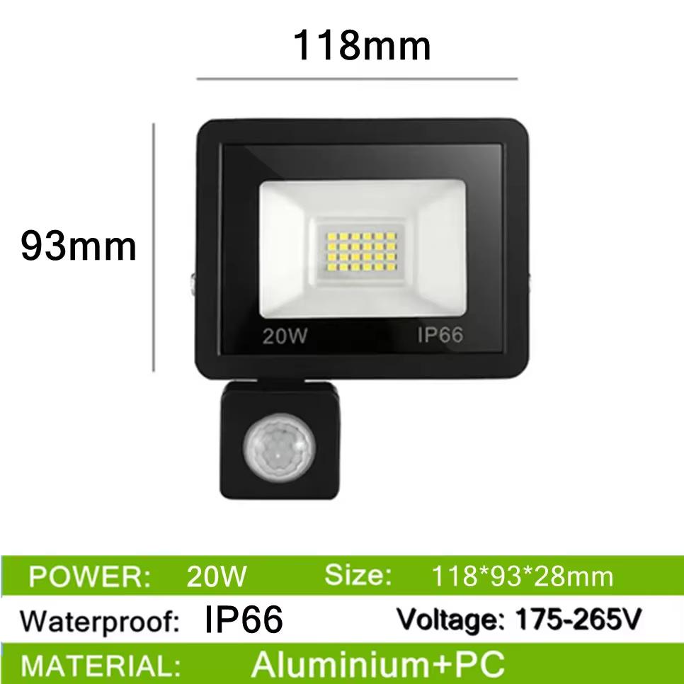 LED PIR Bewegungssensor IP66 Wasserdicht AC175V-265V LED Flutlichter 200W 150W 100W LED Hängeleuchte Außen Außenwandleuchte Scheinwerfer 20W warm weiße von Joom DACH