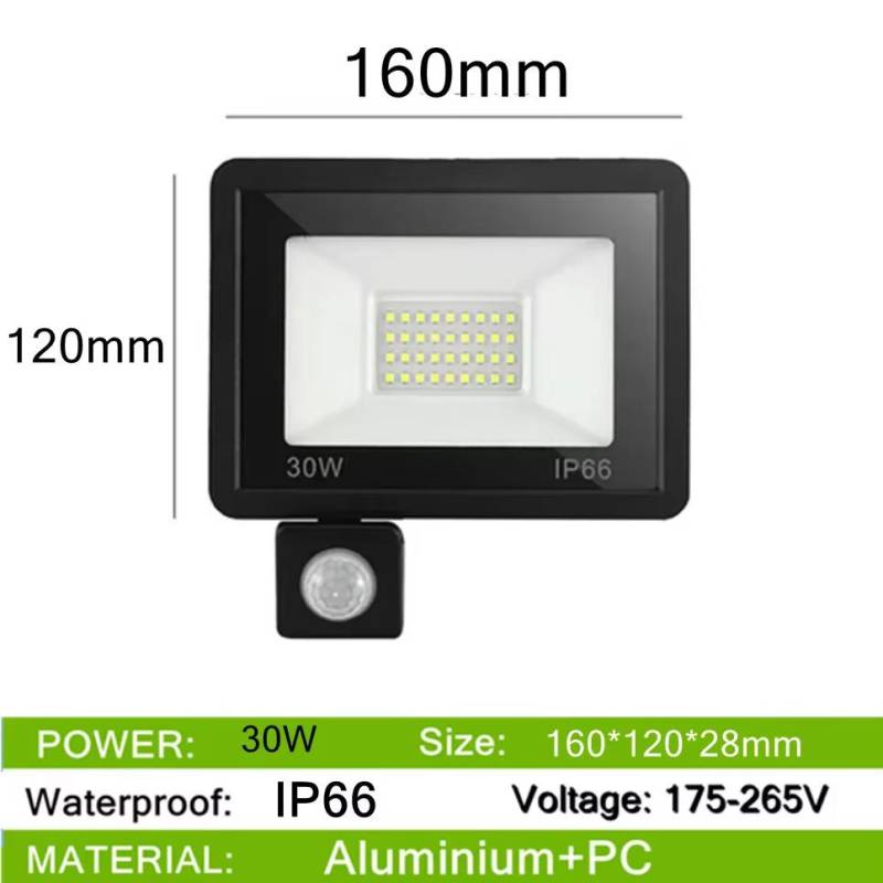 LED PIR Bewegungssensor IP66 Wasserdicht AC175V-265V LED Flutlichter 200W 150W 100W LED Hängeleuchte Außen Außenwandleuchte Scheinwerfer 30W warm weiße von Joom DACH