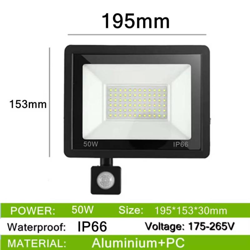 LED PIR Bewegungssensor IP66 Wasserdicht AC175V-265V LED Flutlichter 200W 150W 100W LED Hängeleuchte Außen Außenwandleuchte Scheinwerfer 50W warm weiße von Joom DACH