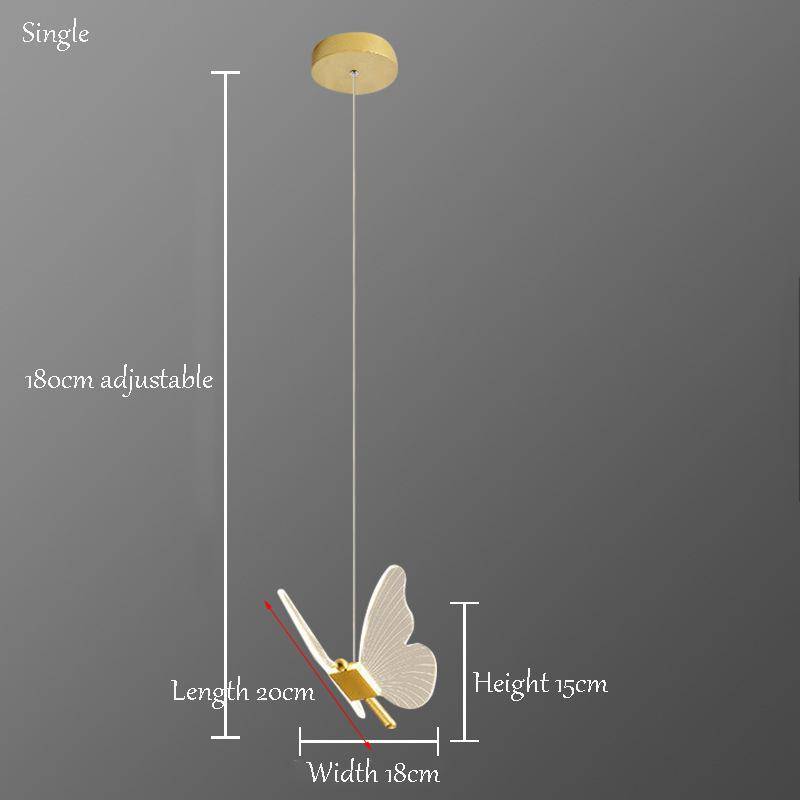 LED-Schmetterlings-Pendelleuchte, Acryl-Hängelampe, Kristall-Hängebeleuchtung, elegante leuchtende Verzierung für Schlafzimmer, Wohnzimmer 1 Lamp von Joom DACH