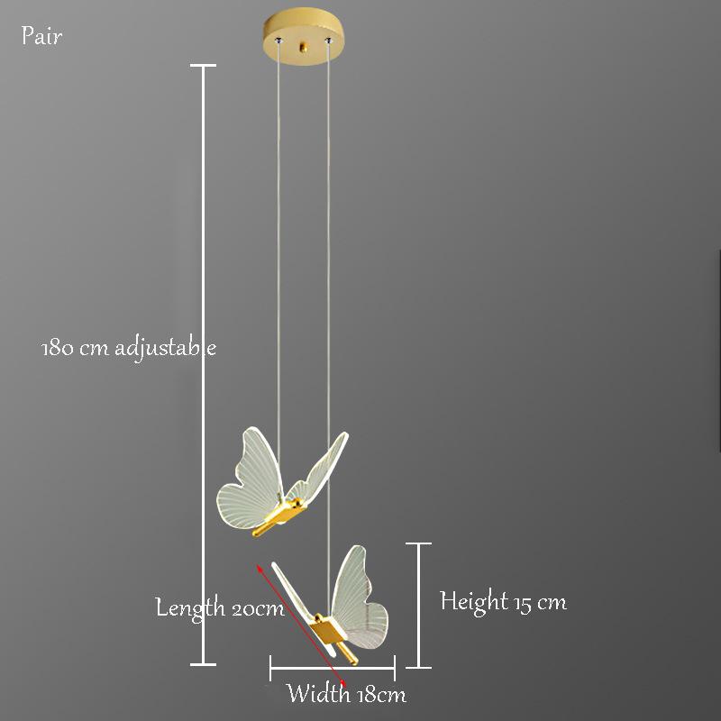 LED-Schmetterlings-Pendelleuchte, Acryl-Hängelampe, Kristall-Hängebeleuchtung, elegante leuchtende Verzierung für Schlafzimmer, Wohnzimmer 2 Lamp von Joom DACH