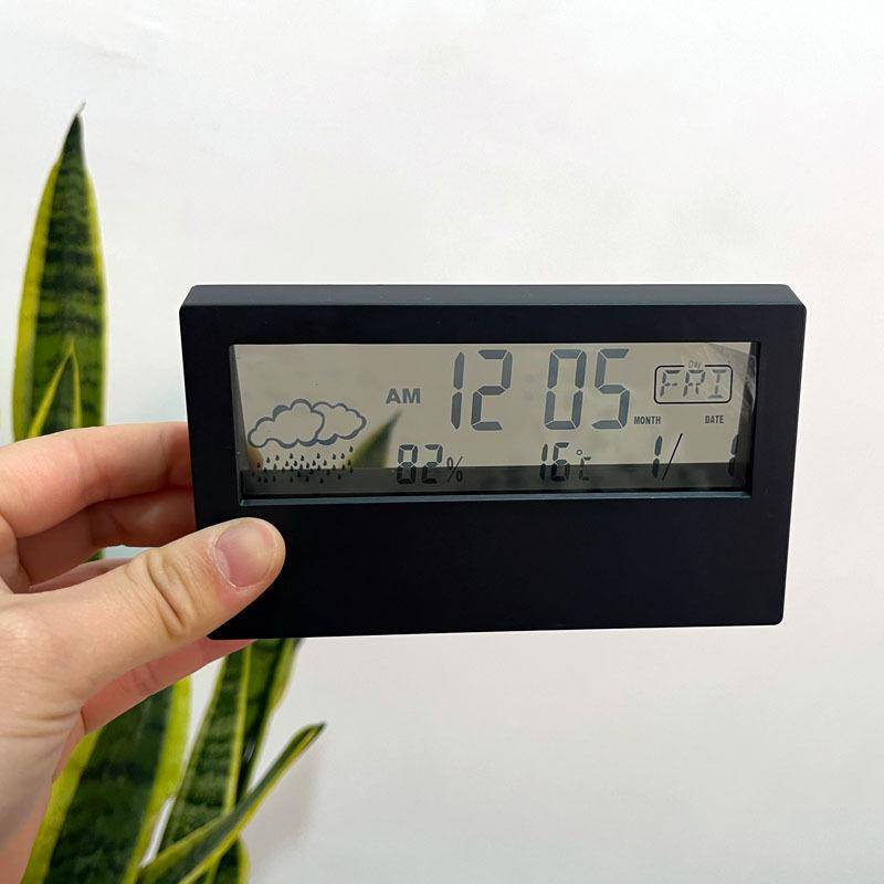 LED Thermometer Thermo-Hygrometer Multifunktionale Elektronische Uhr Temperatur-Feuchtigkeitsmesser Wetterstation für Zuhause mit Alarm schwarz von Joom DACH