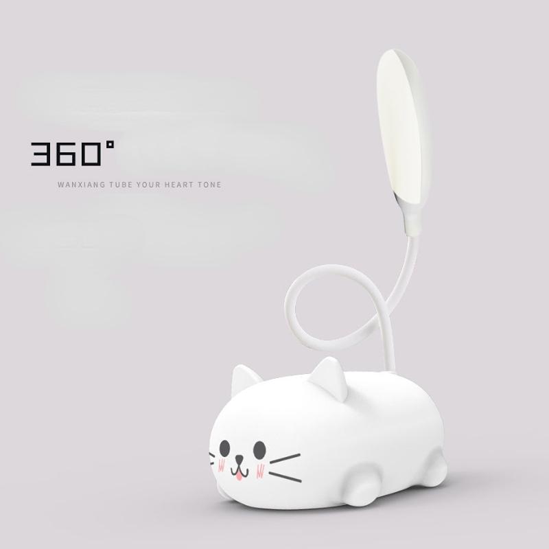 LED Tischlampe Cartoon süße Haustier Katze Nachtlicht USB wiederaufladbare LED Tischleuchte Augenschutz weiß von Joom DACH