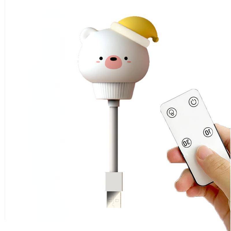 LED USB Nachtlicht Niedliche Cartoon Nachtlampe Bär Fernbedienung für Baby Kind Schlafzimmer Dekor Nachttischlampe Geschenk weiß von Joom DACH