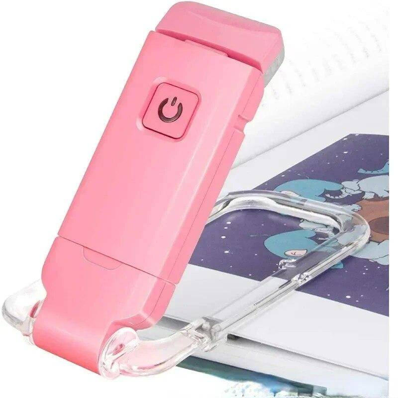 LED-USB-wiederaufladbares Buch-Leselicht, Helligkeit, verstellbarer Augenschutz, Clip-Buch-Licht, tragbares Lesezeichen-Leselicht rosa von Joom DACH