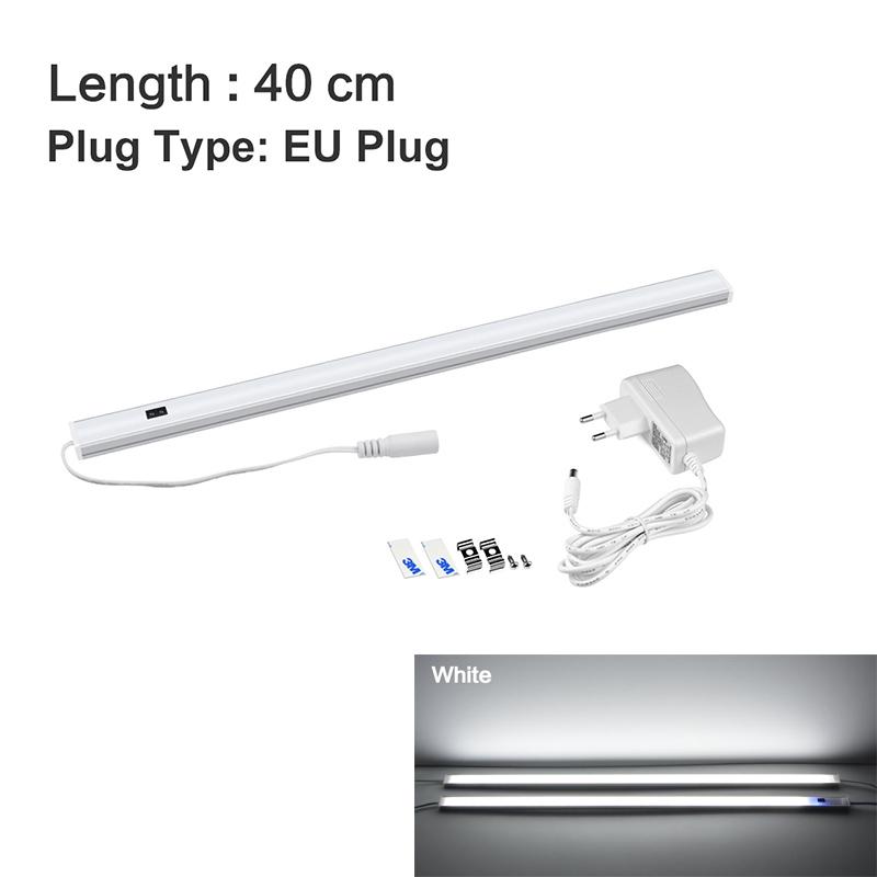 LED-Unterschrankleuchten, Handfeger-Sensorschalter, 30 40 50 cm, DC 12 V, hohe helle Dioden-LED-Wandleuchte für Küche, Schlafzimmer, Schrankbeleuchtung mit EU-Stecker 40cm von Joom DACH