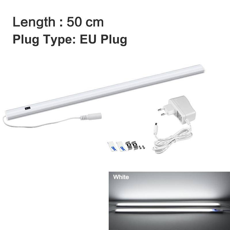 LED-Unterschrankleuchten, Handfeger-Sensorschalter, 30 40 50 cm, DC 12 V, hohe helle Dioden-LED-Wandleuchte für Küche, Schlafzimmer, Schrankbeleuchtung mit EU-Stecker 50cm weiß von Joom DACH