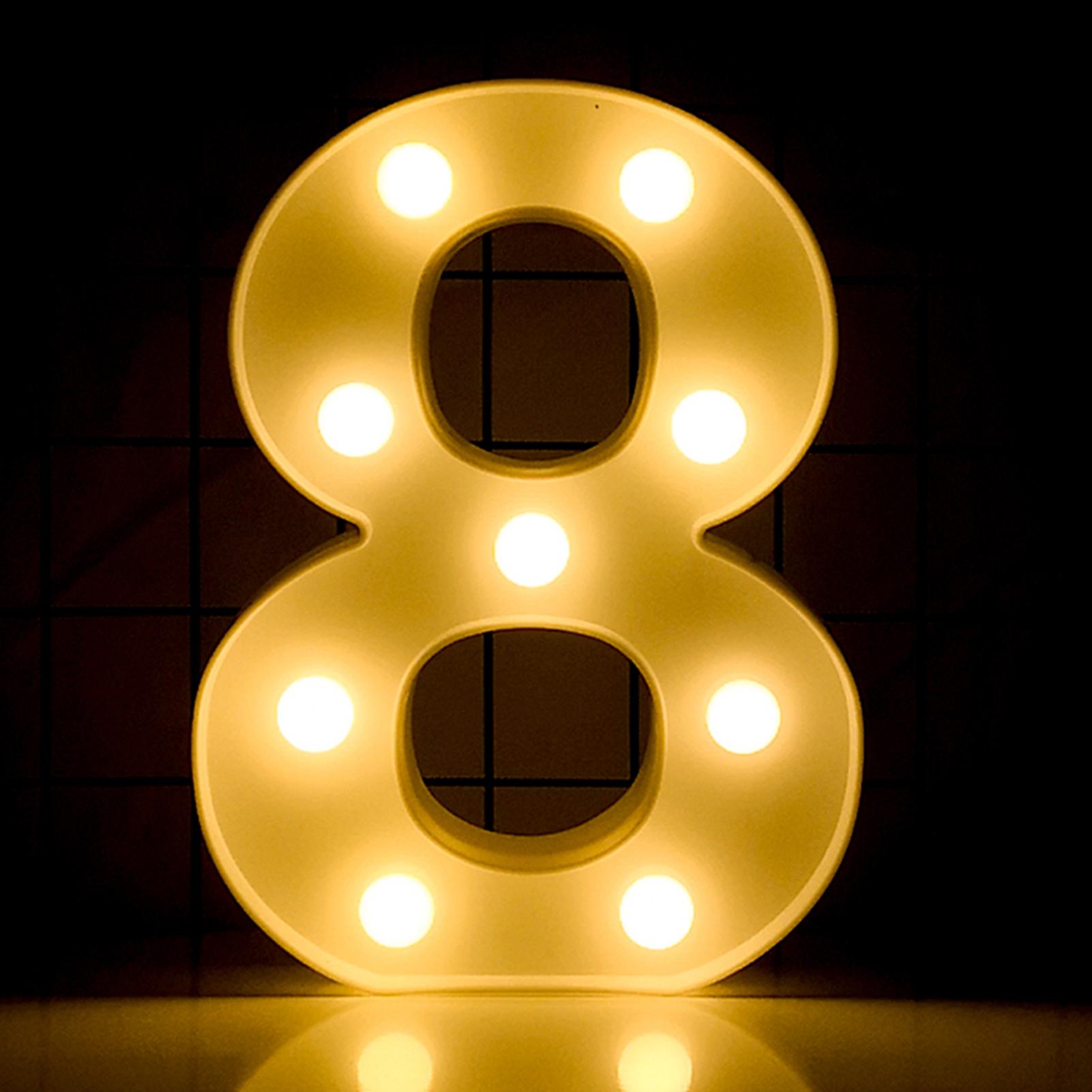 LED-Zahlenleuchte, stehendes Schild mit Glühbirnen, Nachtlampe, warmweiß, konstant heller Lichteffekt, 2 * von Joom DACH