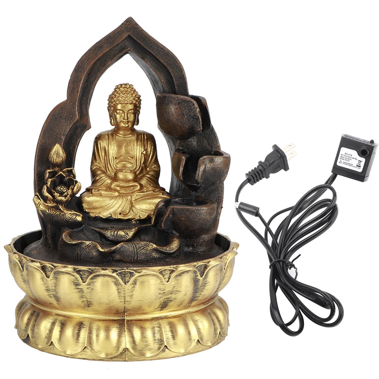 LED-beleuchteter Tischbrunnen Harz-Wasserbrunnen-Ornamente Meditierende Buddha-Statue Zuhause von Joom DACH
