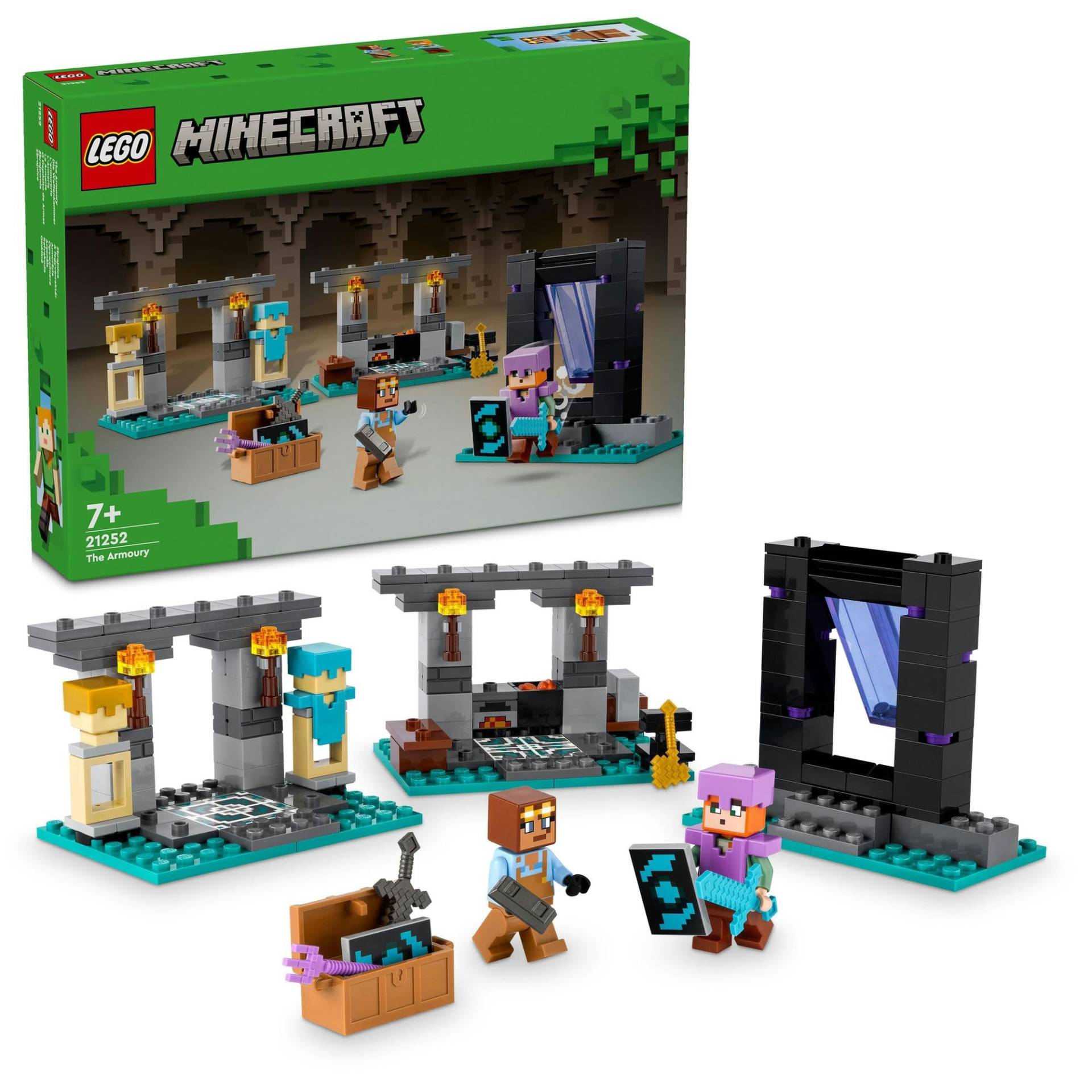 LEGO Minecraft Waffenkammer Spielzeug, Geburtstagsgeschenk, Bausteine, Jungen und Mädchen, Alter 7, 8 und 9, Grundschüler, Minecraft Spielzeug, 21252 von Joom DACH