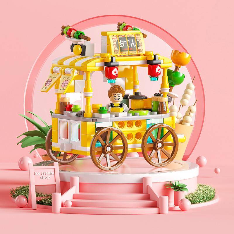 LELE Eiswagen Street View Serie Bausteine ​​Snack Street Lernspielzeug für Kinder Kindergeschenk Barbecue Shop-157Pcs von Joom DACH