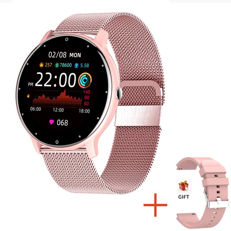 LIGE 2021 Mode Smart Uhr Damen Herzfrequenz Blutdruck Multifunktionale Sport Uhr Männer Frau Wasserdichte Smartwatch Frauen Mesh belt rosa von Joom DACH