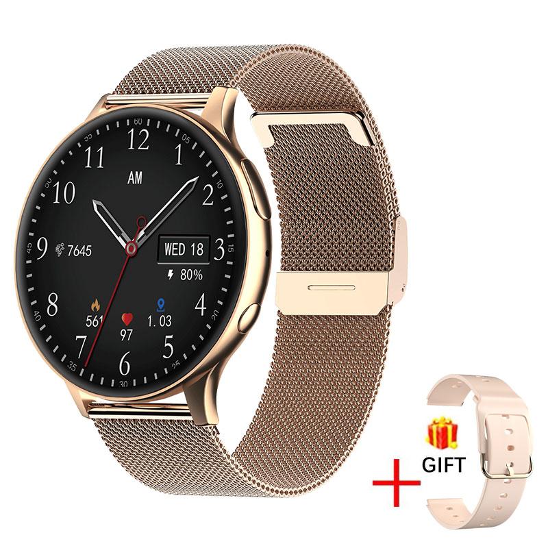 LIGE Frauen Smart Watch Bluetooth Anruf Sport wasserdichte Smart Watch für Android iOS mesh belt gold von Joom DACH
