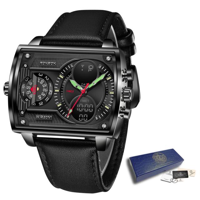 LIGE Neue Digitale Uhr Männer Sport Armbanduhr für Männer Quadratische Digitale Wasserdichte Quarz Armbanduhr Top Luxus Kausalen Leder Armbanduhr schwarz von Joom DACH