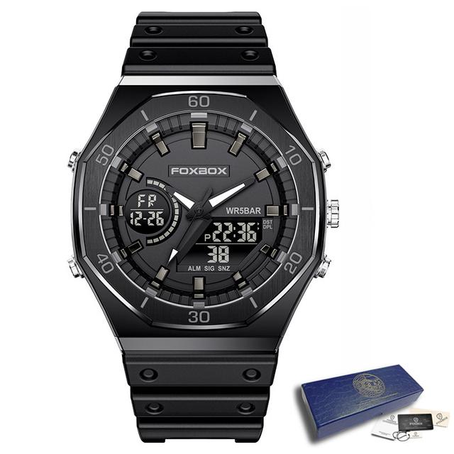 LIGE Neue Dual-display Uhren Für Männer Casual Sport Chronograph Quarz Große Zifferblatt Armbanduhr Silikon Wasserdichte Digital Uhr schwarz von Joom DACH