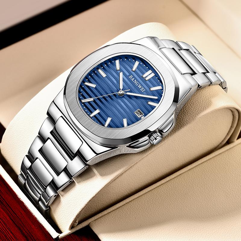 LIGE Neue Männer Uhr Mode Lässig Quadratischen Edelstahl Quarzuhr Sport Wasserdichte Uhr Nacht Leuchten Automatische Datum Uhr Frauen uhr blau/silber von Joom DACH