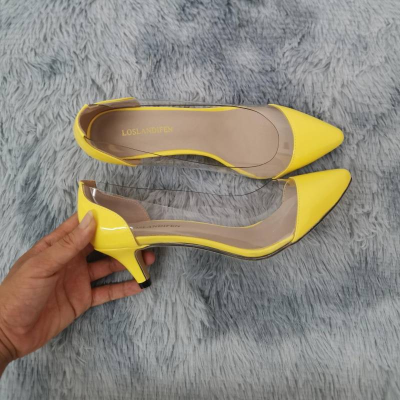 LOSLANDIFEN Damen Pumps Frühling Herbst PVC Transparent 5cm Low Heels Sexy Spitzschuh Slip-on Dünne High Heels Party Hochzeitsschuhe Schuh 35 rosa von Joom DACH