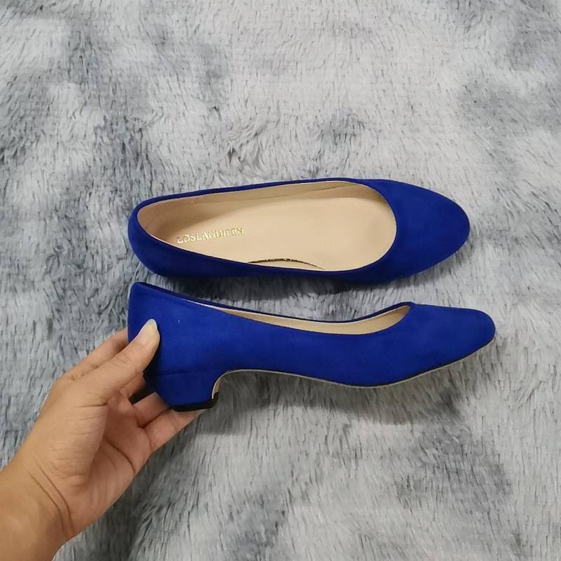 LOSLANDIFEN Frauen Pumps Nude Flacher Mund Weibliche Schuhe Mode Büro Arbeit Hochzeit Party Schuhe Damen Low High Heels Frau 42 blau von Joom DACH