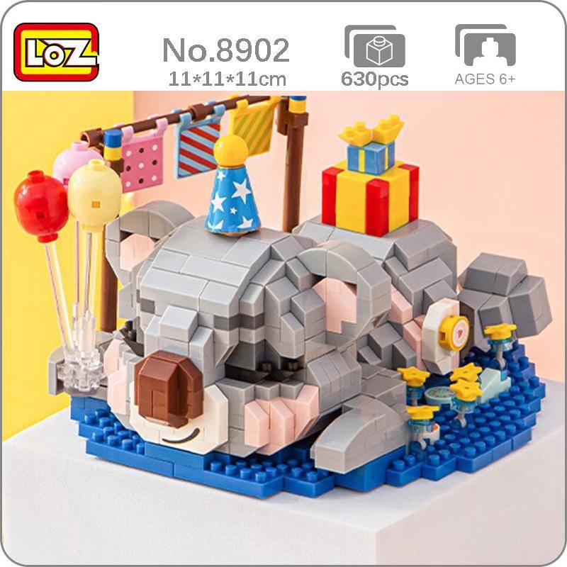 LOZ 8902 Tierwelt-Geburtstagsparty Koalabär Ballon Haustier Puppe DIY Mini Diamant Blöcke Ziegel Bauspielzeug für Kinder keine Box von Joom DACH