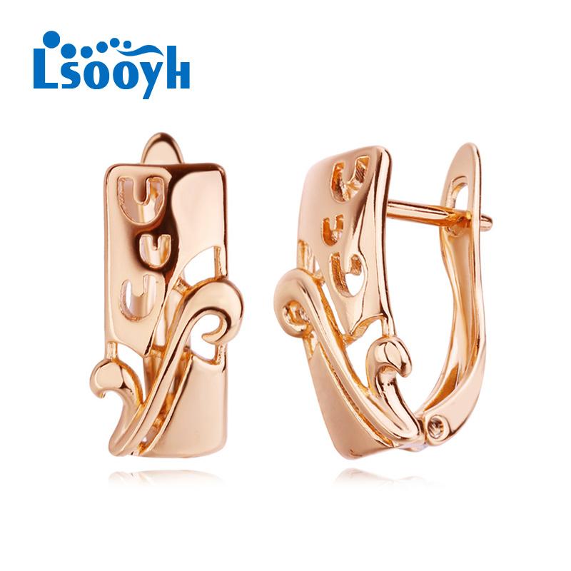 LSOOYH Clip Ohrringe Rose Gold Farbe Mode Ohrring Für Frauen Hohl Ohrstecker Schmuck A von Joom DACH
