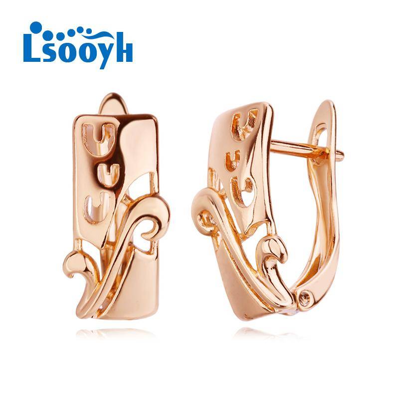 LSOOYH Clip Ohrringe Rose Gold Farbe Mode Ohrring Für Frauen Hohl Ohrstecker Schmuck A von Joom DACH
