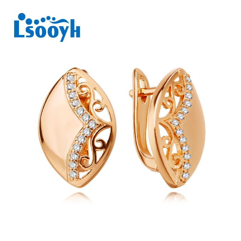 LSOOYH Clip Ohrringe Rose Gold Farbe Mode Ohrring Für Frauen Zirkonia Ohrstecker Schmuck A von Joom DACH