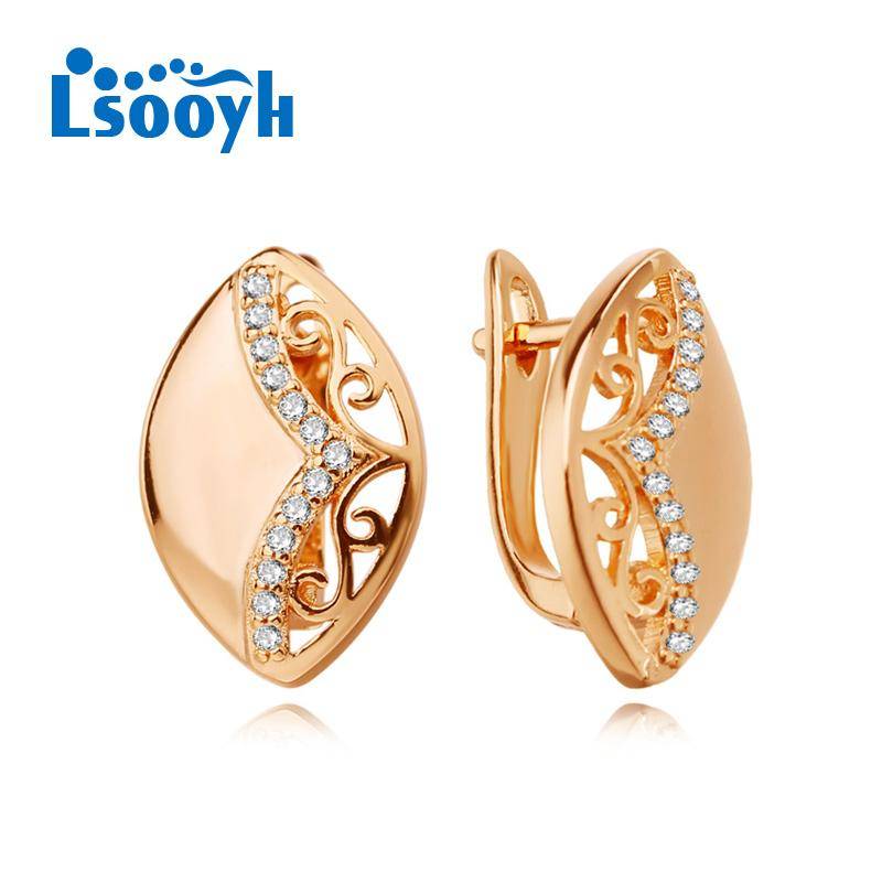 LSOOYH Clip Ohrringe Rose Gold Farbe Mode Ohrring Für Frauen Zirkonia Ohrstecker Schmuck A von Joom DACH