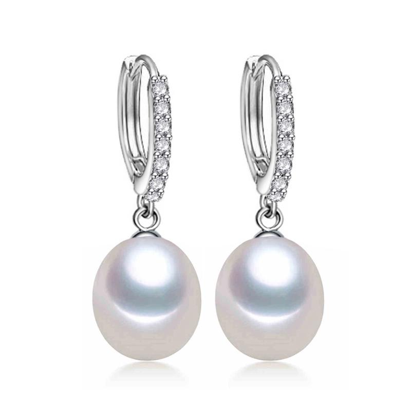 LSOOYH Lange Ohrringe mit natürlichen Süßwasserperlen für Damen, modische Creolen, Perlenschmuck weiß von Joom DACH