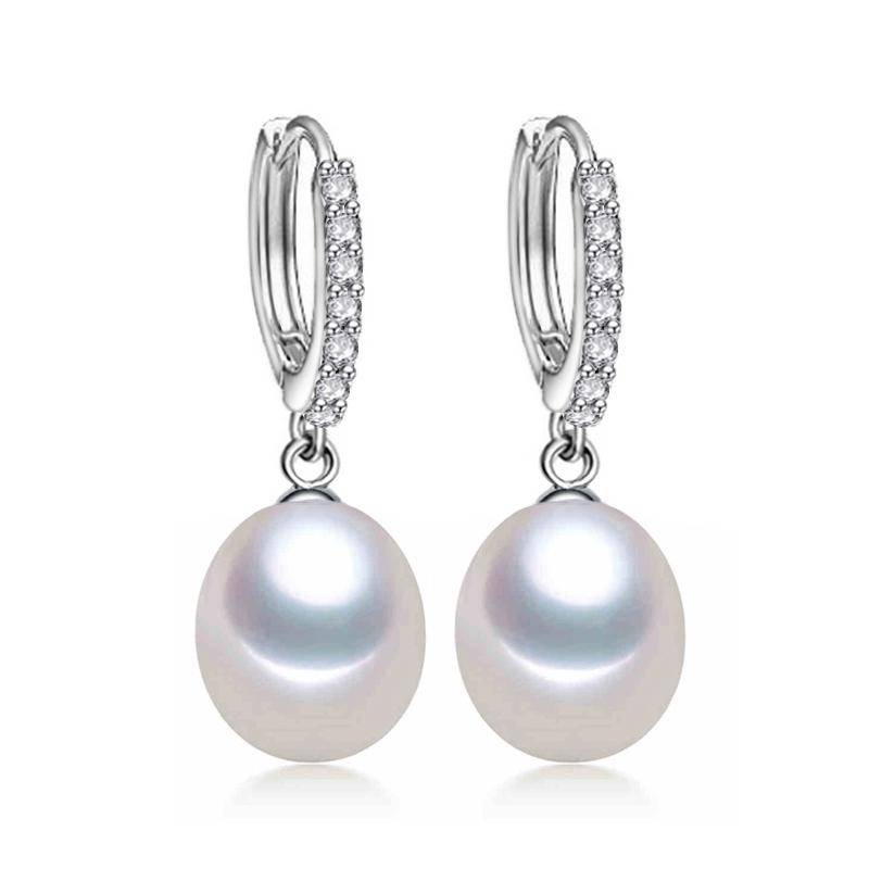 LSOOYH Lange Ohrringe mit natürlichen Süßwasserperlen für Damen, modische Creolen, Perlenschmuck weiß von Joom DACH