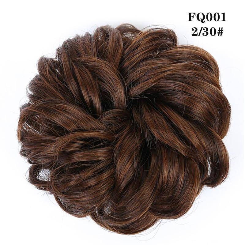 LUPU Lockiger, unordentlicher Chignon mit Gummiband, synthetische Haarverlängerungen, Schwarzbraun, Donut-Haarknoten, Hochtemperaturfaser-Haarteile 1PC von Joom DACH