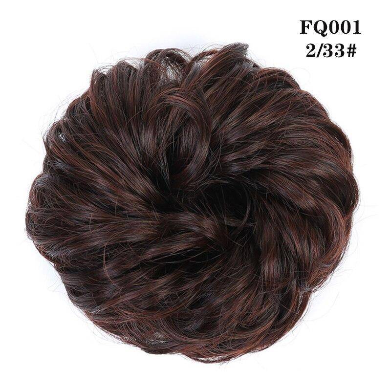 LUPU Lockiger, unordentlicher Chignon mit Gummiband, synthetische Haarverlängerungen, Schwarzbraun, Donut-Haarknoten, Hochtemperaturfaser-Haarteile von Joom DACH