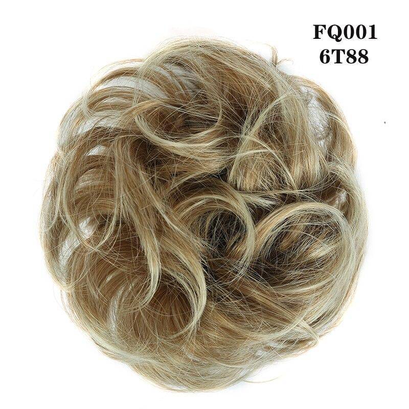 LUPU Lockiger, unordentlicher Chignon mit Gummiband, synthetische Haarverlängerungen, Schwarzbraun, Donut-Haarknoten, Hochtemperaturfaser-Haarteile von Joom DACH