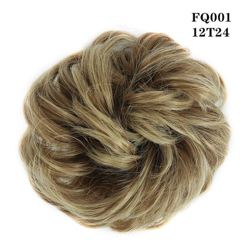 LUPU Lockiger, unordentlicher Chignon mit Gummiband, synthetische Haarverlängerungen, Schwarzbraun, Donut-Haarknoten, Hochtemperaturfaser-Haarteile von Joom DACH
