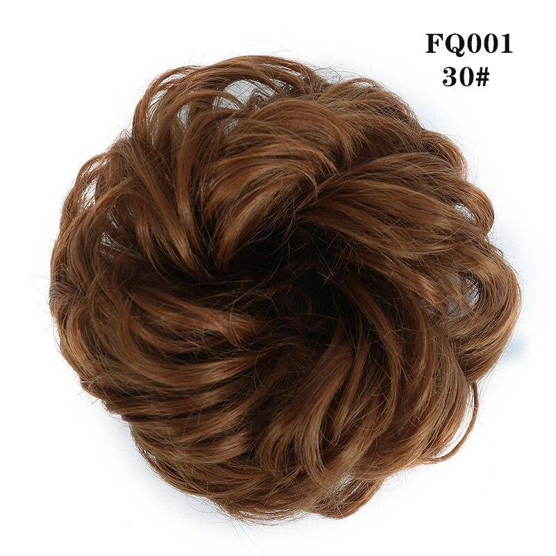 LUPU Lockiger, unordentlicher Chignon mit Gummiband, synthetische Haarverlängerungen, Schwarzbraun, Donut-Haarknoten, Hochtemperaturfaser-Haarteile von Joom DACH