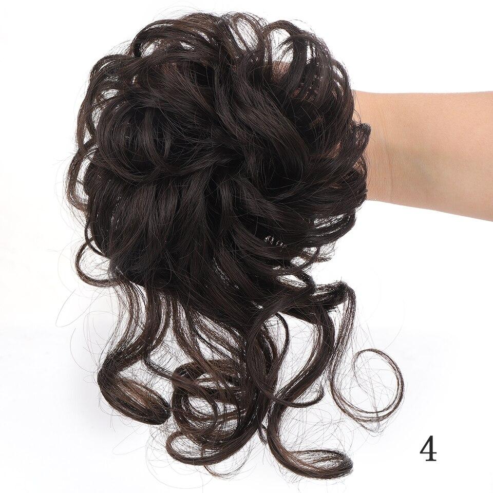 LUPU Messy Chignon Donut Haarknoten Haargummis Elastisches Haarseil Gummiband Synthetisches lockiges Haarteil Schwarz Braun Kunsthaar von Joom DACH