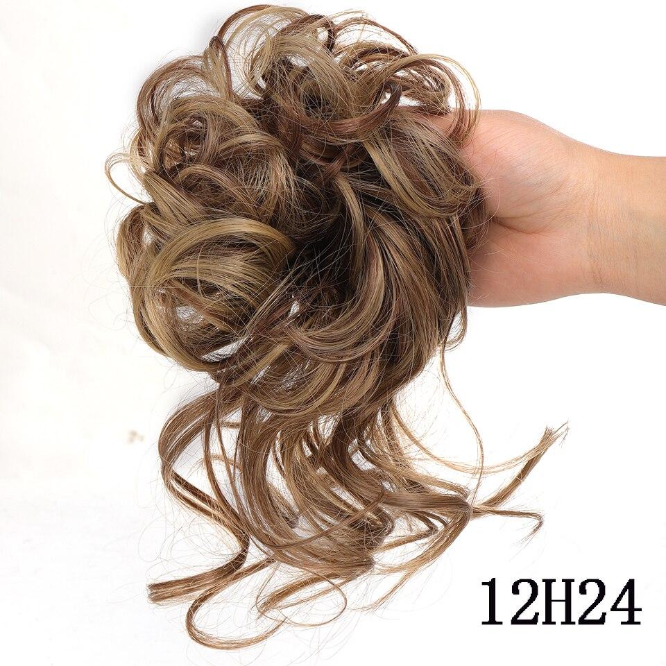 LUPU Messy Chignon Donut Haarknoten Haargummis Elastisches Haarseil Gummiband Synthetisches lockiges Haarteil Schwarz Braun Kunsthaar von Joom DACH
