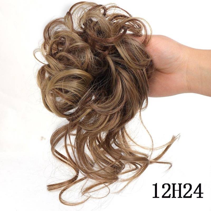 LUPU Messy Chignon Donut Haarknoten Haargummis Elastisches Haarseil Gummiband Synthetisches lockiges Haarteil Schwarz Braun Kunsthaar von Joom DACH