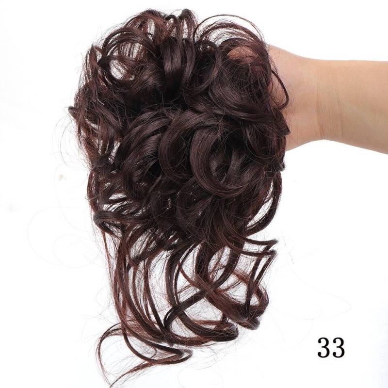 LUPU Messy Chignon Donut Haarknoten Haargummis Elastisches Haarseil Gummiband Synthetisches lockiges Haarteil Schwarz Braun Kunsthaar von Joom DACH