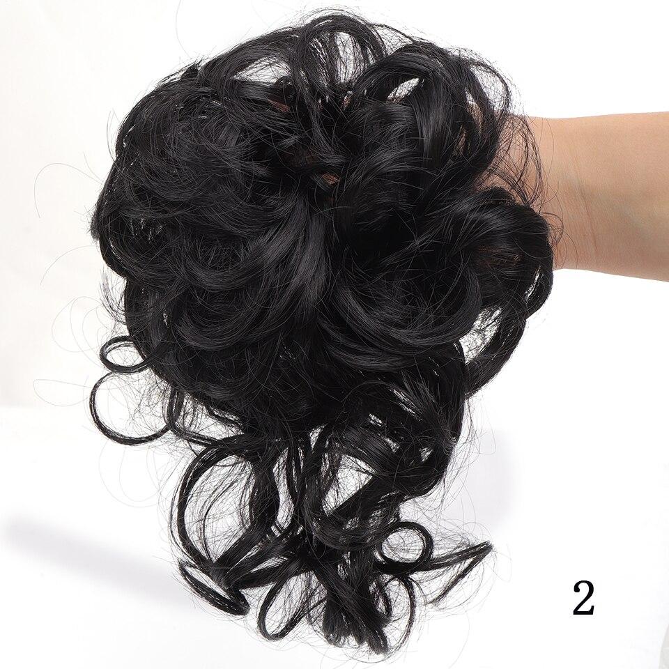 LUPU Messy Chignon Donut Haarknoten Haargummis Elastisches Haarseil Gummiband Synthetisches lockiges Haarteil Schwarz Braun Kunsthaar von Joom DACH