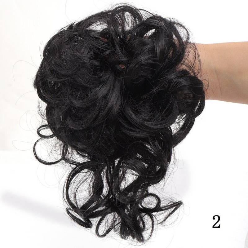 LUPU Messy Chignon Donut Haarknoten Haargummis Elastisches Haarseil Gummiband Synthetisches lockiges Haarteil Schwarz Braun Kunsthaar von Joom DACH