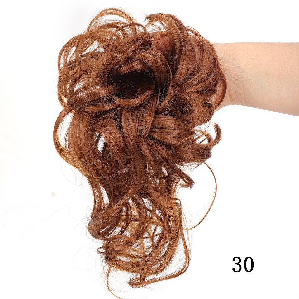 LUPU Messy Chignon Donut Haarknoten Haargummis Elastisches Haarseil Gummiband Synthetisches lockiges Haarteil Schwarz Braun Kunsthaar von Joom DACH