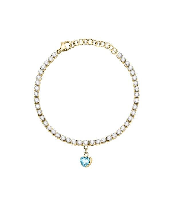 La Petite Story Goldfarbener Stahl Liebesarmband Mit Aqua Und Klaren Kristallen LPS05ASD29 Für Damen von Joom DACH