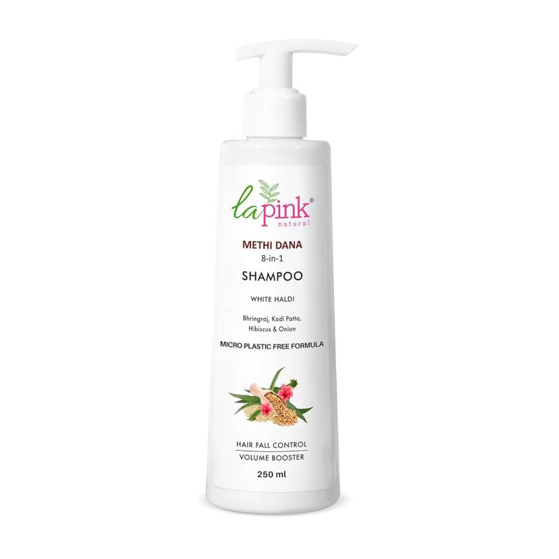 La Pink Methi Dana 8-in-1-Shampoo mit Hibiskus und Zwiebeln für Männer und Frauen | Gegen Haarausfall | 100 % mikroplastikfreie Formel | 250 ml von Joom DACH